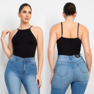 - Square neckline double layered cami bodysuit